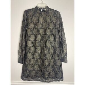 storee, mini dress, metallic gold lace, size S